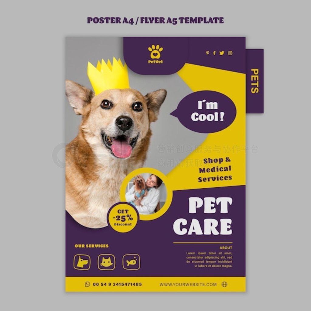 宠物护理海报模板